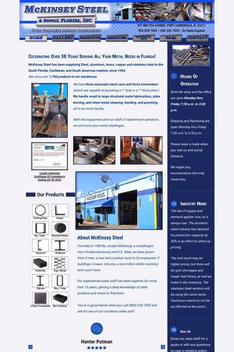 Mckinsey-Steel-Supply-Of-Florida Homepage 1440px
