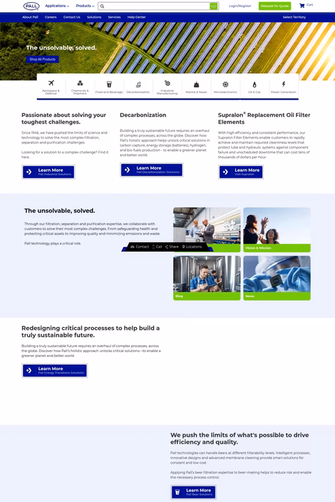 Pall-Corporation Homepage 1440px