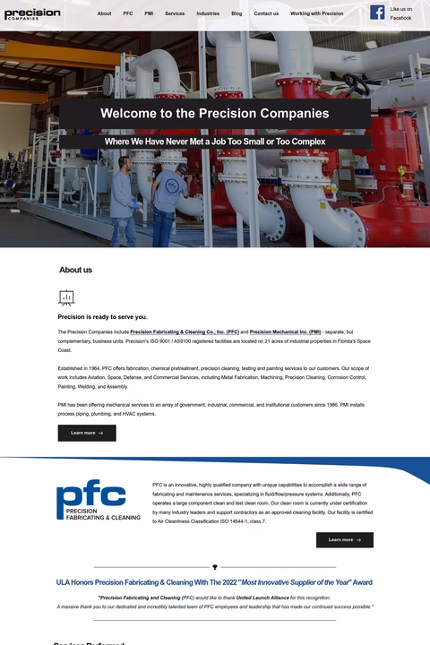 Precision-Companies Homepage 1440px