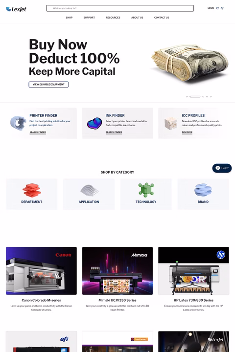 Lexjet Homepage 1440px