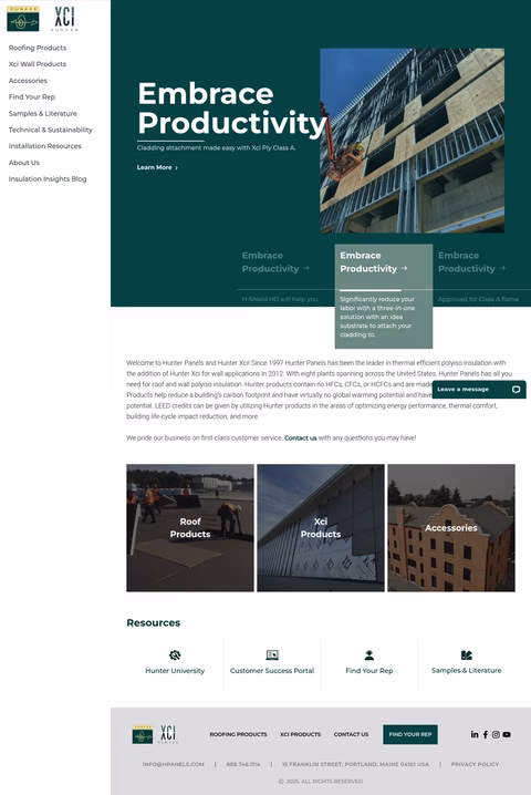 Hunter-Panels Homepage 1440px