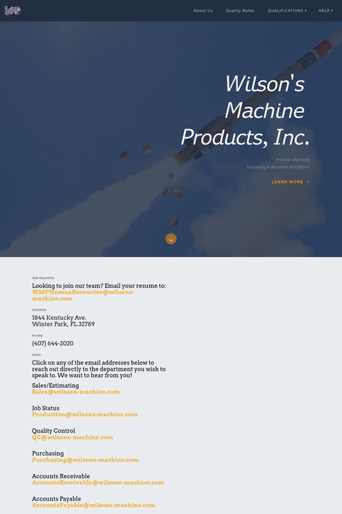 Wilsons-Machine-Products Homepage 1440px