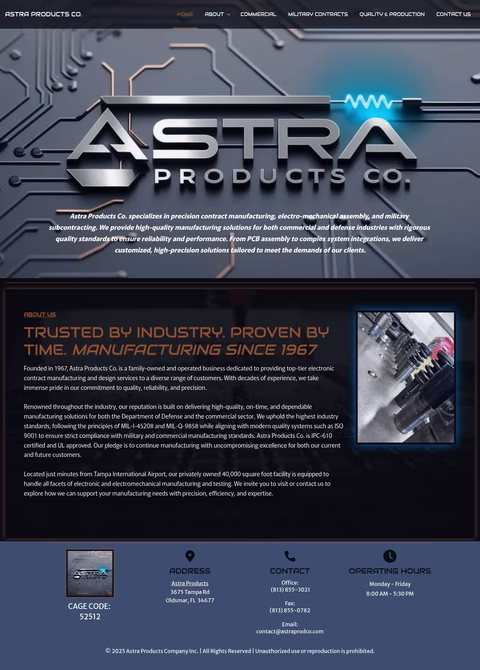 Astra-Products-Company Homepage 1440px