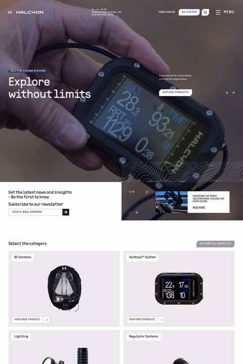 Halcyon-Dive-Systems Homepage 1440px