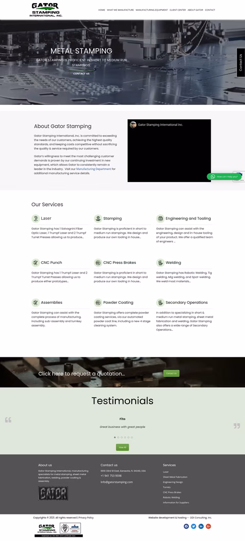 Gator-Stamping-International Homepage 1440px