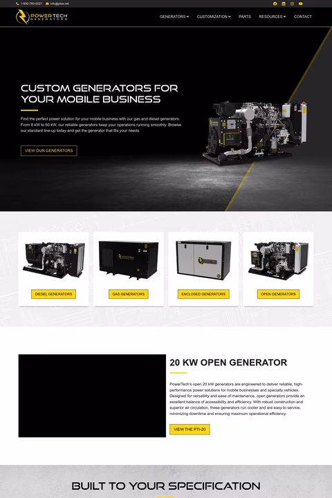 Powertech-Generators Homepage 1440px