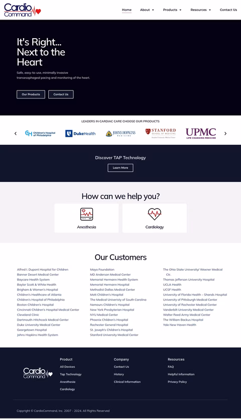 Cardiocommand Homepage 1440px
