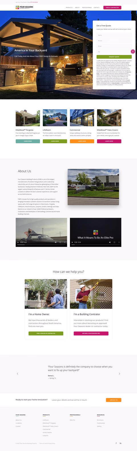 Four-Seasons-Building-Products Homepage 1440px