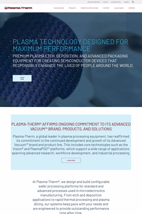 Plasma-Therm Homepage 1440px