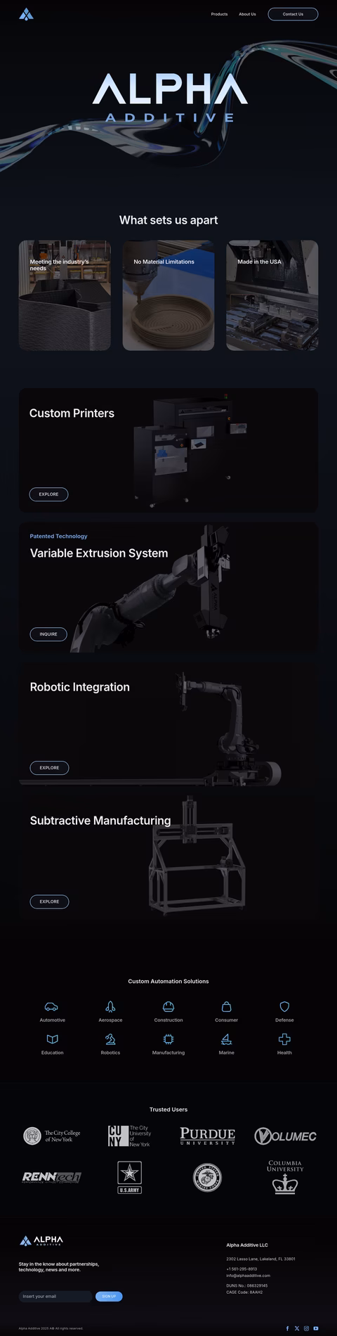 Alpha-Additive Homepage 1440px