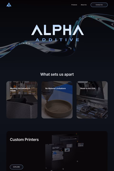 Alpha-Additive Homepage 1440px