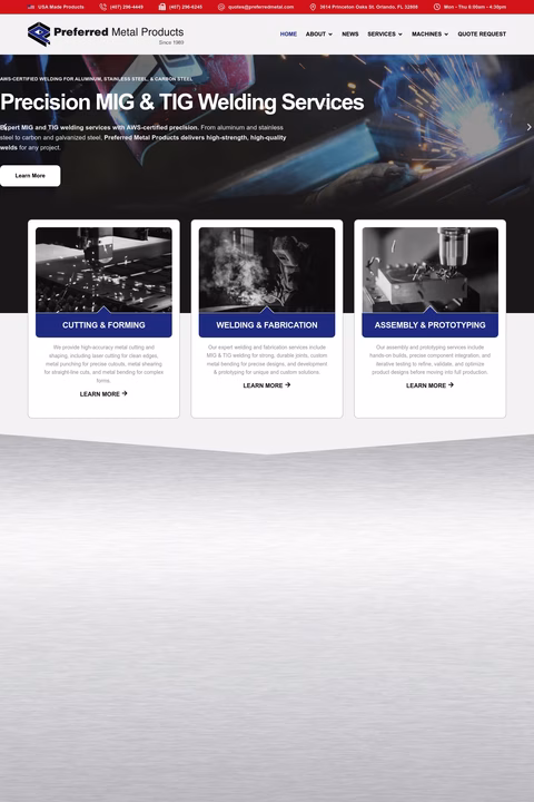 Preferred-Metal-Products Homepage 1440px