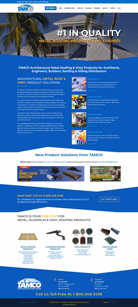 Thompson-Architectural-Metals-Company Homepage 1440px