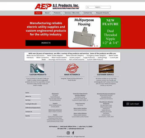 Ae-Products Homepage 1440px