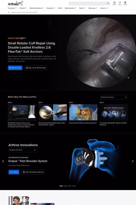Arthrex Homepage 1440px