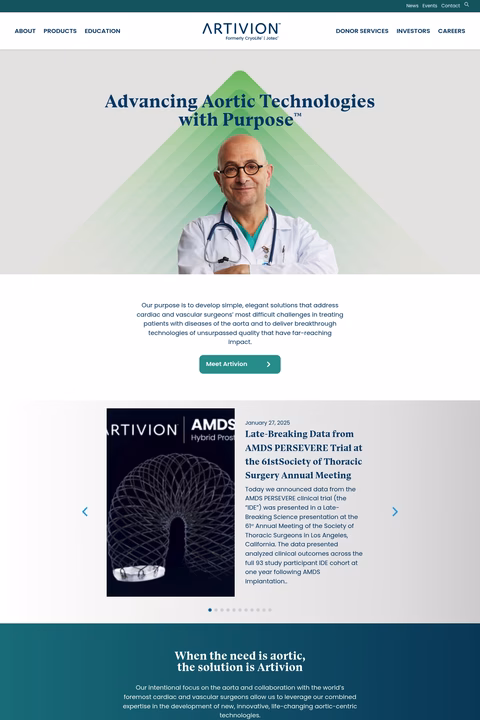 Artivion Homepage 1440px