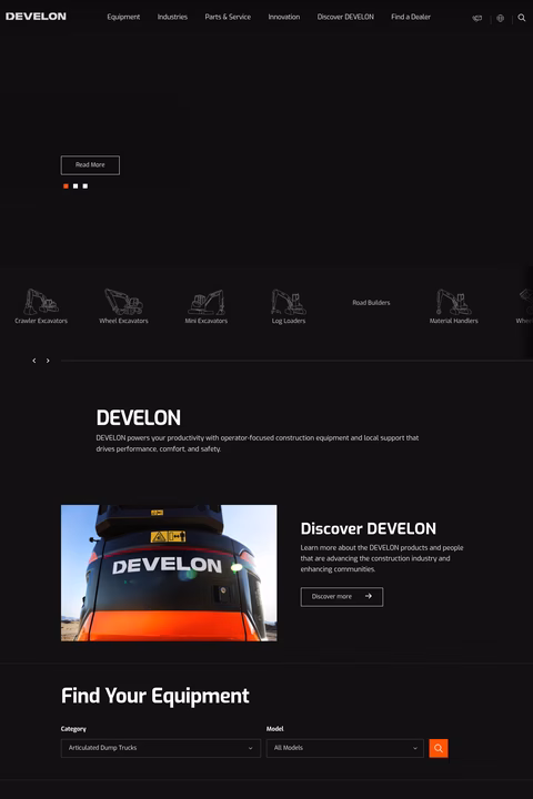 Develon-North-America Homepage 1440px