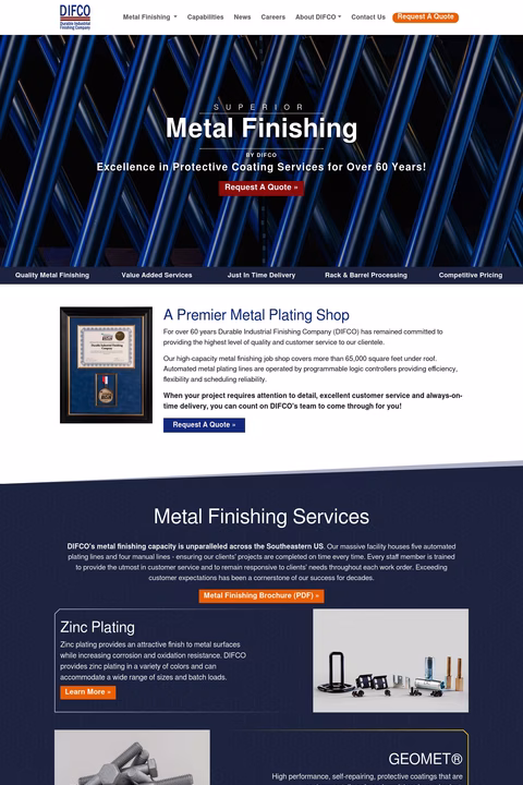 Durable-Industrial-Finishing-Company Homepage 1440px