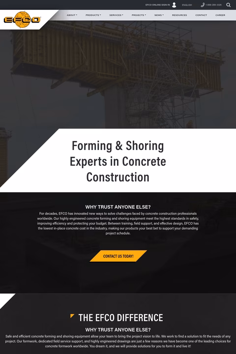 Efco-Formwork-Solutions Homepage 1440px