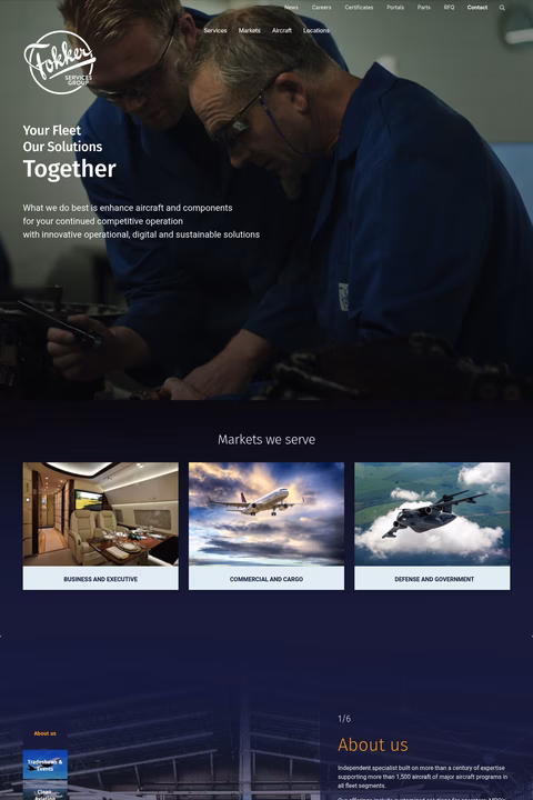Fokker-Services-Group Homepage 1440px