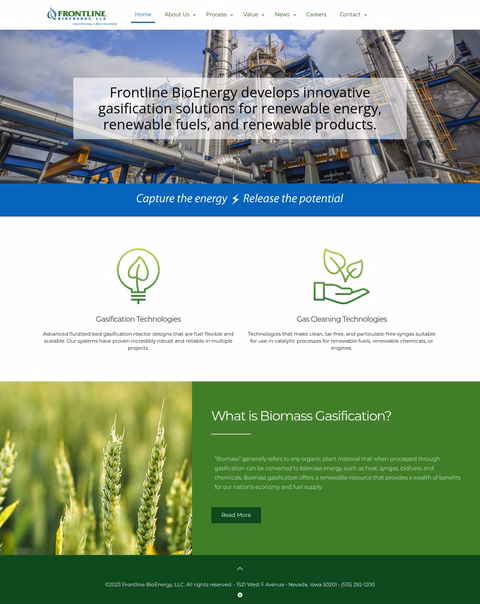 Frontline-Bioenergy Homepage 1440px