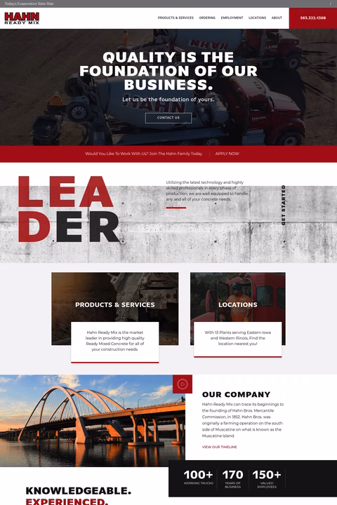 Hahn-Ready-Mix Homepage 1440px