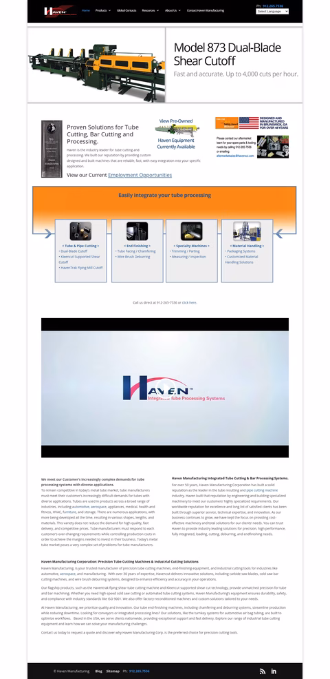 Haven-Manufacturing Homepage 1440px