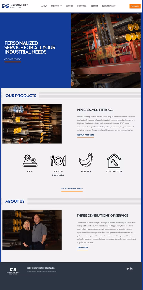 Industrial-Pipe-Supply-Company Homepage 1440px