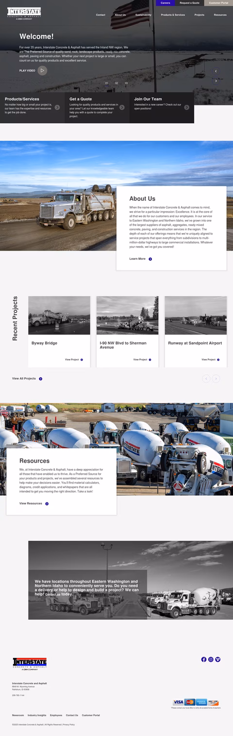 Interstate-Concrete-Asphalt Homepage 1440px