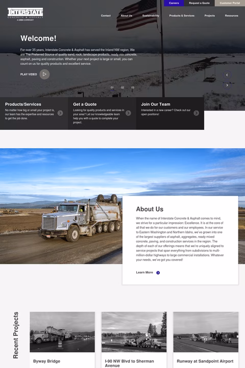 Interstate-Concrete-Asphalt Homepage 1440px