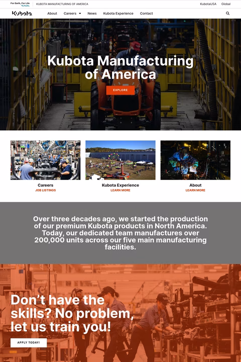 Kubota-Manufacturing-Of-America Homepage 1440px
