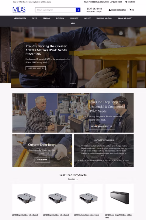 Manufactured-Duct-Supply Homepage 1440px