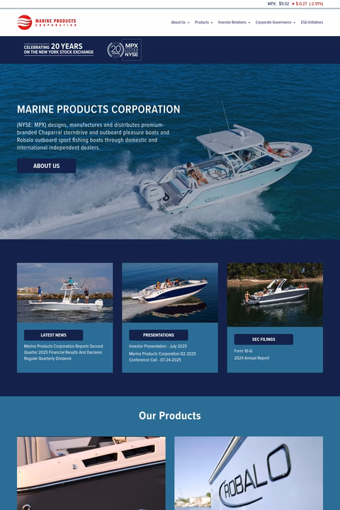 Marine-Products-Corporation Homepage 1440px