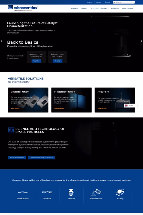 Micromeritics Homepage 1440px