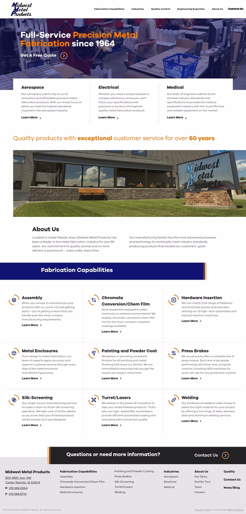 Midwest-Metal-Products Homepage 1440px