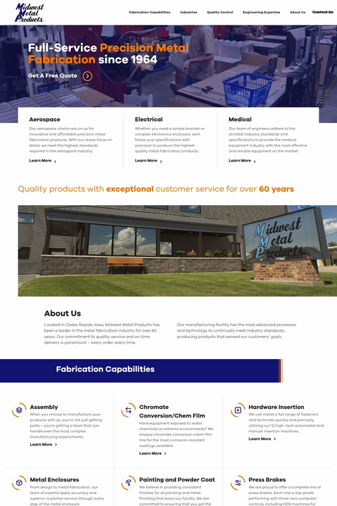 Midwest-Metal-Products Homepage 1440px