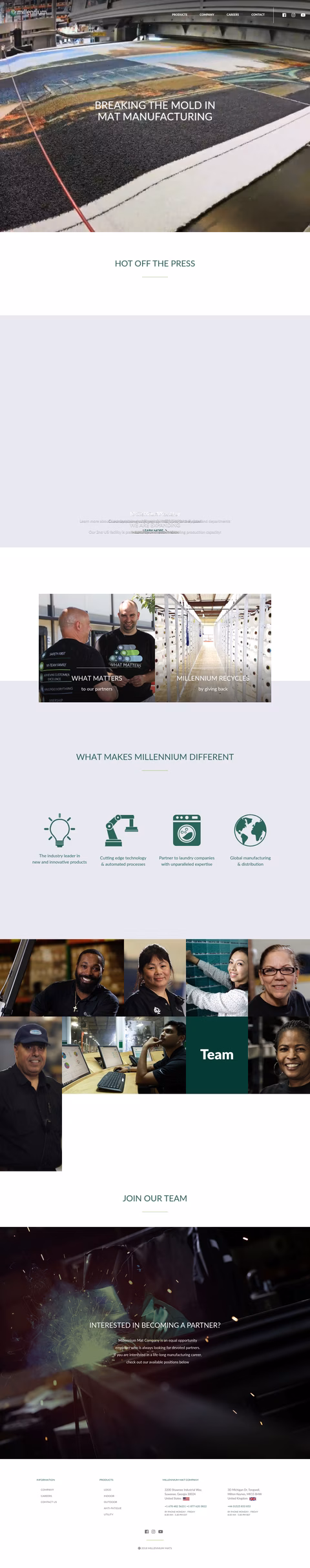 Millennium-Mat-Company Homepage 1440px