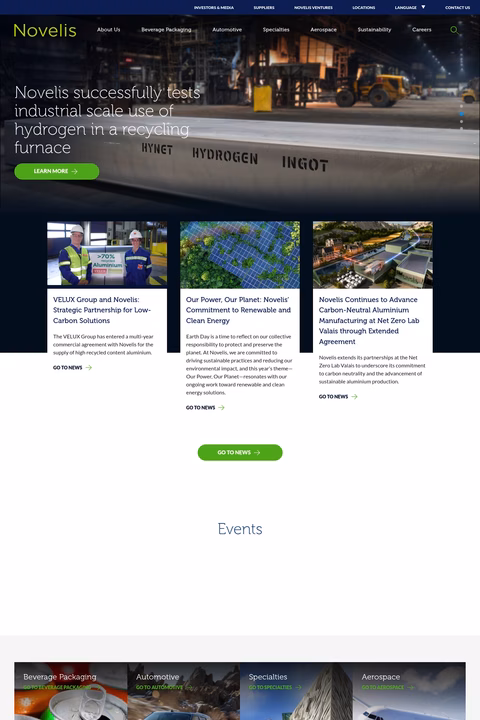 Novelis Homepage 1440px