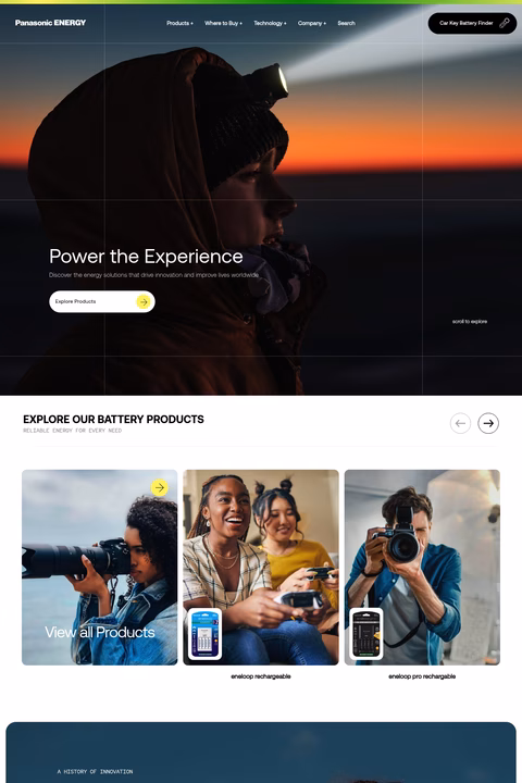 Panasonic-Energy-Of-America Homepage 1440px