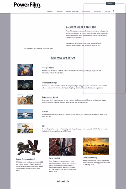 Powerfilm-Solar Homepage 1440px