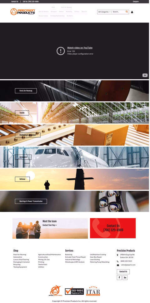 Precision-Products Homepage 1440px