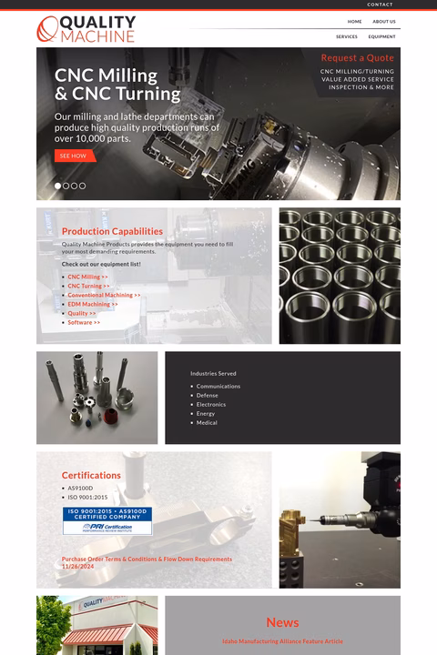 Quality-Machine-Products Homepage 1440px