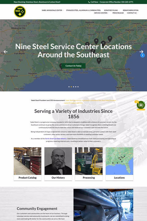 Sabel-Steel Homepage 1440px