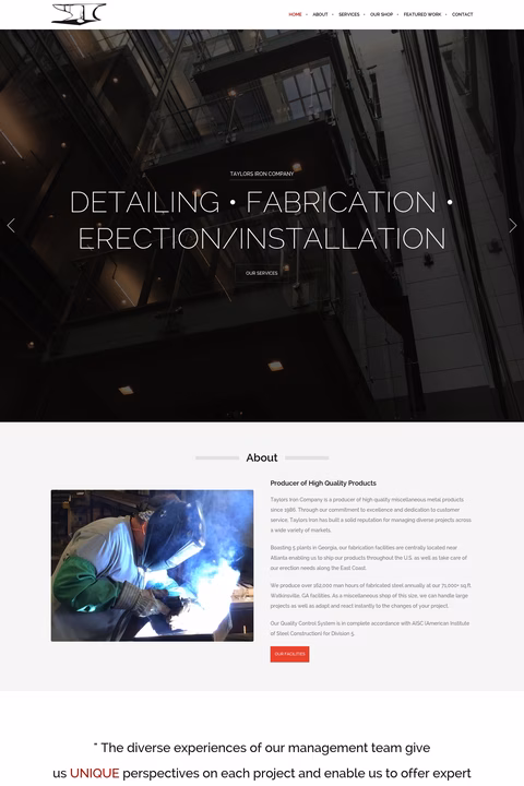 Taylors-Iron-Company Homepage 1440px