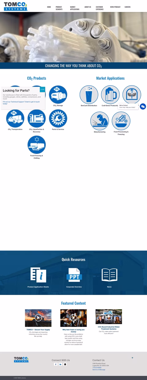 Tomco2-Systems Homepage 1440px