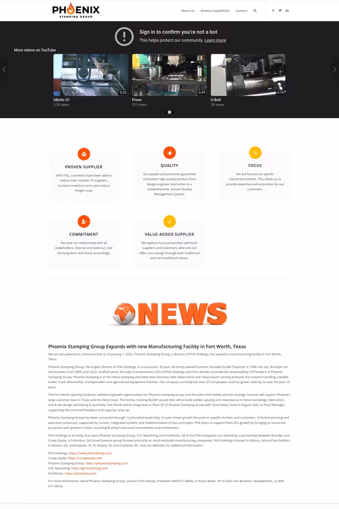 Phoenix-Stamping-Group Homepage 1440px