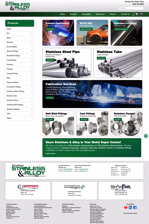 Shaw-Stainless-Alloy Homepage 1440px