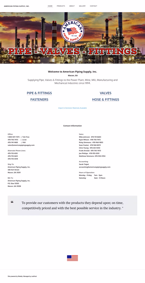 American-Piping-Supply Homepage 1440px
