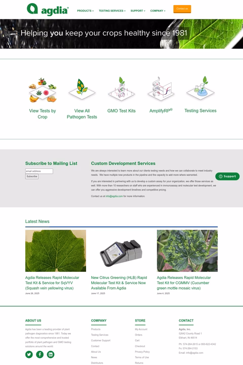 Agdia Homepage 1440px