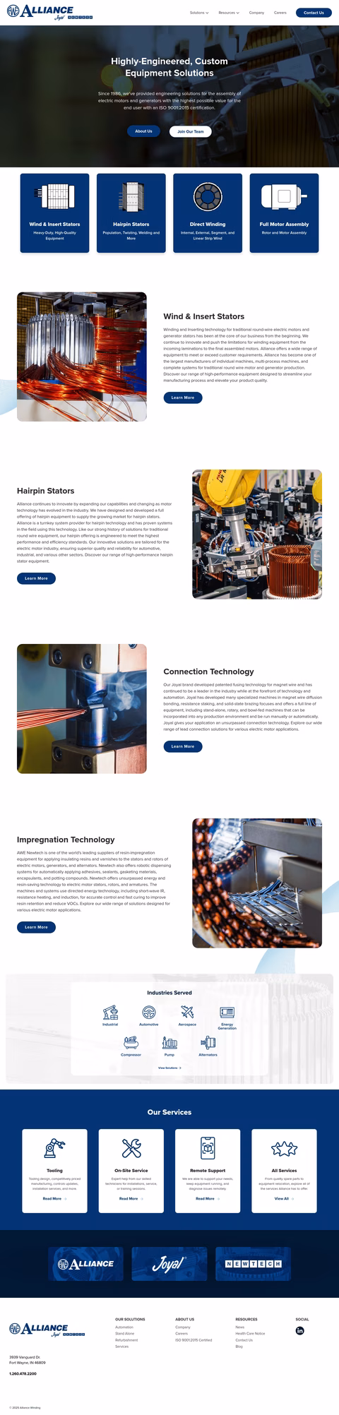 Alliance-Winding-Equipment Homepage 1440px